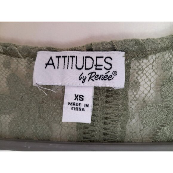 Womens Lace Whimsigoth Forest Fairy Sheer Size XS Asymmetrical Olive Top & Tank - Picture 6 of 6